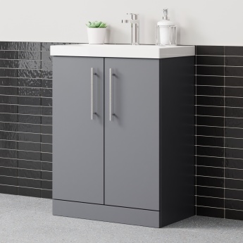 Delphi Nordic 600mm 2-Door Floor Standing Vanity Unit (inc Basin) | Product Image