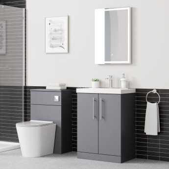 Delphi Nordic Grey 600mm 2-Door Floor Standing Vanity Unit (inc Basin) | Product Image