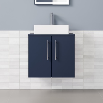 Delphi Nordic Midnight Blue 600mm 2-Door Wall Hung Countertop Vanity Unit | Product Image