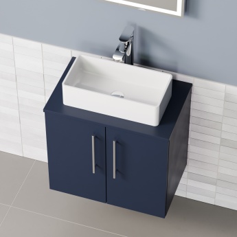 Delphi Nordic Midnight Blue 600mm 2-Door Wall Hung Countertop Vanity Unit | Product Image