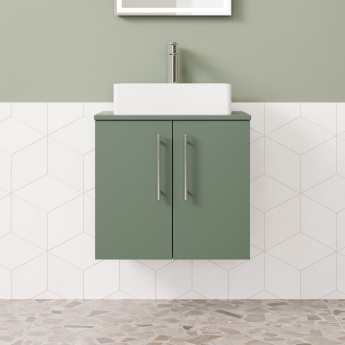 Delphi Nordic Green 600mm 2-Door Wall Hung Countertop Vanity Unit | Product Image