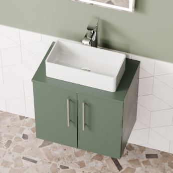 Delphi Nordic Green 600mm 2-Door Wall Hung Countertop Vanity Unit | Product Image