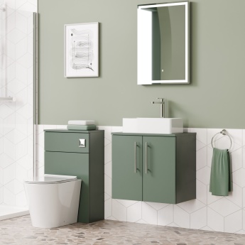 Delphi Nordic Green 600mm 2-Door Wall Hung Countertop Vanity Unit | Product Image