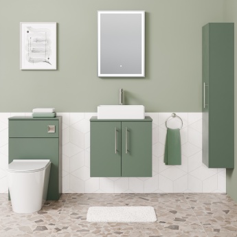 Delphi Nordic Green 600mm 2-Door Wall Hung Countertop Vanity Unit | Product Image
