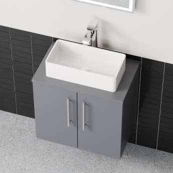 Delphi Nordic Grey 600mm 2-Door Wall Hung Countertop Vanity Unit | Product Image