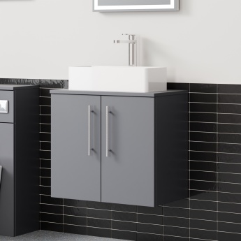 Delphi Nordic 600mm 2-Door Wall Hung Countertop Vanity Unit | Product Image