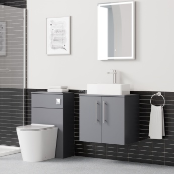 Delphi Nordic Grey 600mm 2-Door Wall Hung Countertop Vanity Unit | Product Image