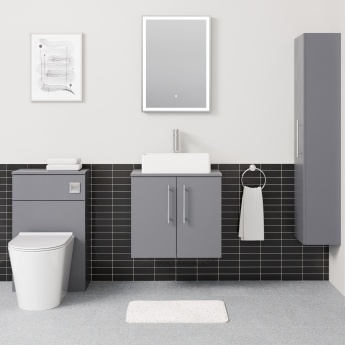 Delphi Nordic Grey 600mm 2-Door Wall Hung Countertop Vanity Unit | Product Image