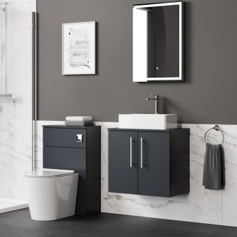 Delphi Nordic Soft Black 600mm 2-Door Wall Hung Countertop Vanity Unit | Product Image
