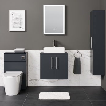 Delphi Nordic Soft Black 600mm 2-Door Wall Hung Countertop Vanity Unit | Product Image
