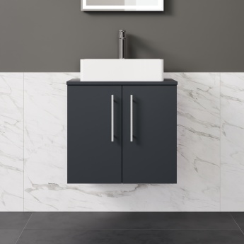 Delphi Nordic Soft Black 600mm 2-Door Wall Hung Countertop Vanity Unit | Product Image