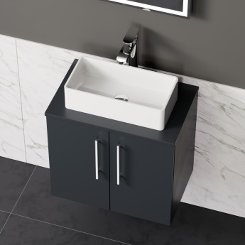 Delphi Nordic Soft Black 600mm 2-Door Wall Hung Countertop Vanity Unit | Product Image
