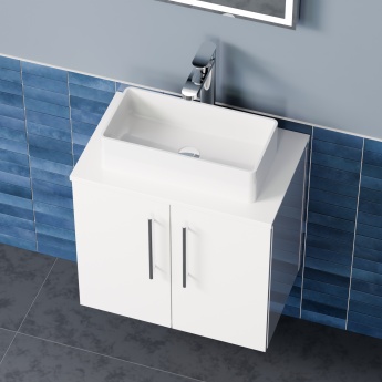 Delphi Nordic White 600mm 2-Door Wall Hung Countertop Vanity Unit | Product Image