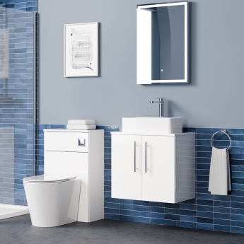 Delphi Nordic White 600mm 2-Door Wall Hung Countertop Vanity Unit | Product Image