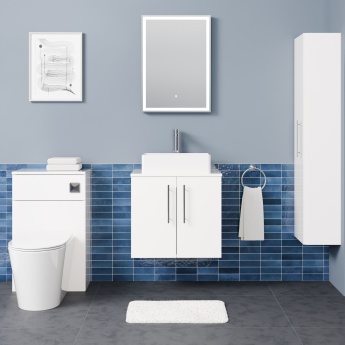 Delphi Nordic White 600mm 2-Door Wall Hung Countertop Vanity Unit | Product Image