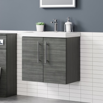 Delphi Nordic 600mm 2-Door Wall Hung Vanity Unit (inc Basin) | Product Image