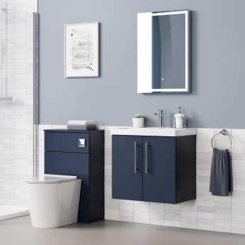 Delphi Nordic Midnight Blue 600mm 2-Door Wall Hung Vanity Unit (inc Basin) | Product Image