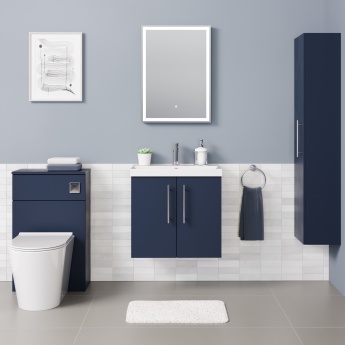 Delphi Nordic Midnight Blue 600mm 2-Door Wall Hung Vanity Unit (inc Basin) | Product Image