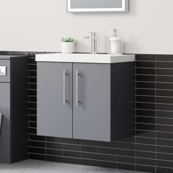 Delphi Nordic 600mm 2-Door Wall Hung Vanity Unit (inc Basin) | Product Image