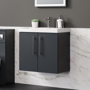 Delphi Nordic 600mm 2-Door Wall Hung Vanity Unit (inc Basin) | Product Image