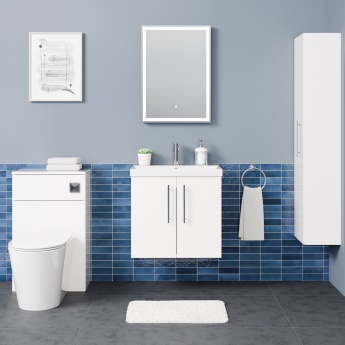 Delphi Nordic White 600mm 2-Door Wall Hung Vanity Unit (inc Basin) | Product Image