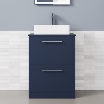 Delphi Nordic Midnight Blue 600mm 2-Drawer Floor Standing Countertop Vanity Unit | Product Image
