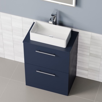 Delphi Nordic Midnight Blue 600mm 2-Drawer Floor Standing Countertop Vanity Unit | Product Image