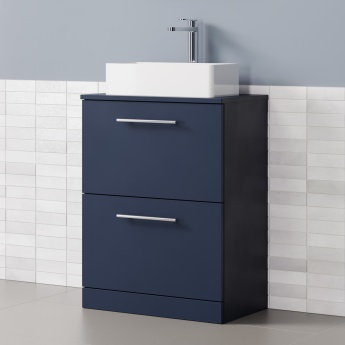 Delphi Nordic Midnight Blue 600mm 2-Drawer Floor Standing Countertop Vanity Unit | Product Image