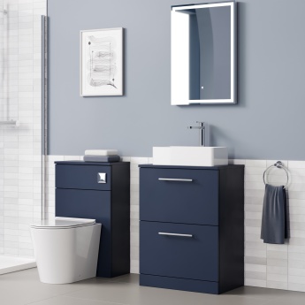 Delphi Nordic Midnight Blue 600mm 2-Drawer Floor Standing Countertop Vanity Unit | Product Image