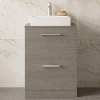 Delphi Nordic 600mm 2-Drawer Floor Standing Countertop Vanity Unit | Product Image