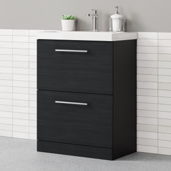Delphi Nordic 600mm 2-Drawer Floor Standing Vanity Unit (inc Basin) | Product Image