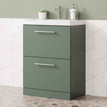 Delphi Nordic 600mm 2-Drawer Floor Standing Vanity Unit (inc Basin) | Product Image