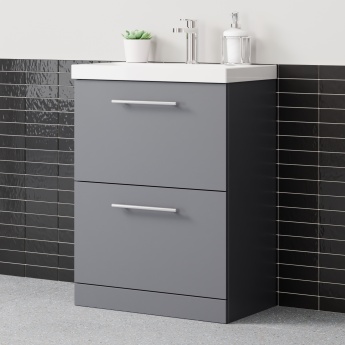 Delphi Nordic 600mm 2-Drawer Floor Standing Vanity Unit (inc Basin) | Product Image