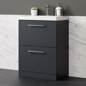 Delphi Nordic 600mm 2-Drawer Floor Standing Vanity Unit (inc Basin) | Product Image