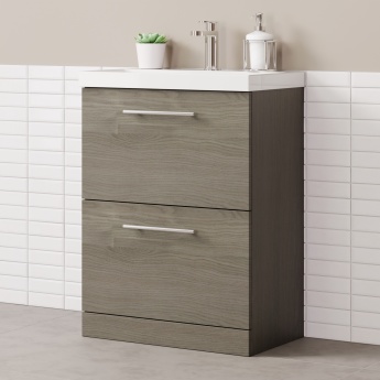 Delphi Nordic 600mm 2-Drawer Floor Standing Vanity Unit (inc Basin) | Product Image