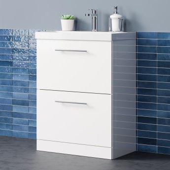 Delphi Nordic 600mm 2-Drawer Floor Standing Vanity Unit (inc Basin) | Product Image