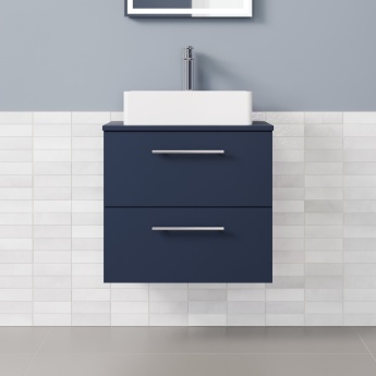 Delphi Nordic Midnight Blue 600mm 2-Drawer Wall Hung Countertop Vanity Unit | Product Image
