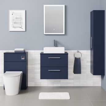 Delphi Nordic Midnight Blue 600mm 2-Drawer Wall Hung Countertop Vanity Unit | Product Image