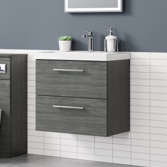 Delphi Nordic 600mm 2-Drawer Wall Hung Vanity Unit (inc Basin) | Product Image