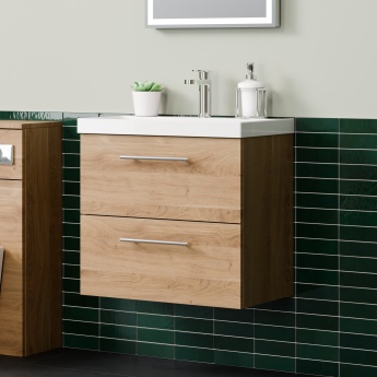 Delphi Nordic 600mm 2-Drawer Wall Hung Vanity Unit (inc Basin) | Product Image