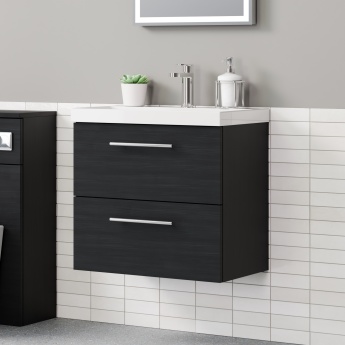 Delphi Nordic 600mm 2-Drawer Wall Hung Vanity Unit (inc Basin) | Product Image