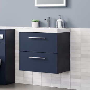 Delphi Nordic 600mm 2-Drawer Wall Hung Vanity Unit (inc Basin) | Product Image