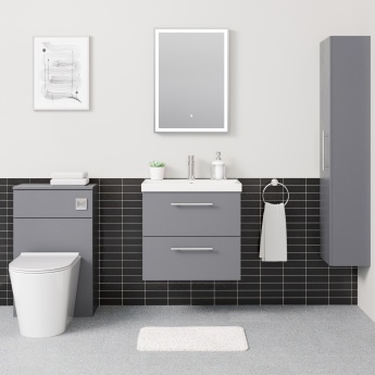 Delphi Nordic Grey 600mm 2-Drawer Wall Hung Vanity Unit (inc Basin) | Product Image
