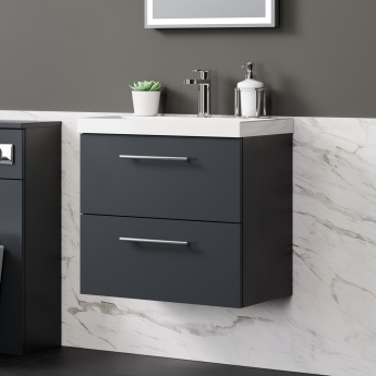 Delphi Nordic 600mm 2-Drawer Wall Hung Vanity Unit (inc Basin) | Product Image