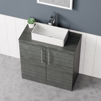 Delphi Nordic Anthracite 800mm 2-Door Floor Standing Countertop Vanity Unit | Product Image