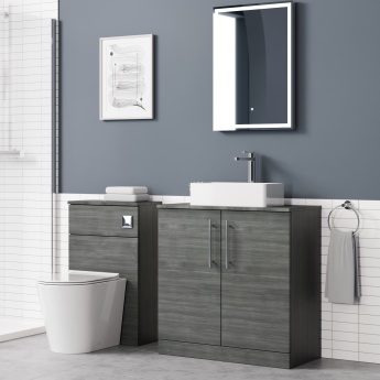 Delphi Nordic Anthracite 800mm 2-Door Floor Standing Countertop Vanity Unit | Product Image
