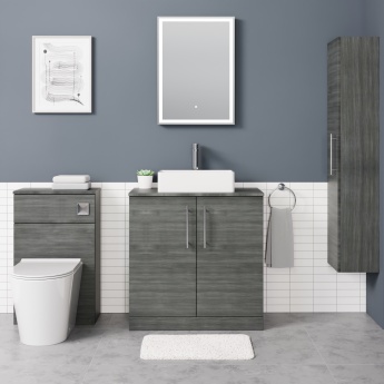 Delphi Nordic Anthracite 800mm 2-Door Floor Standing Countertop Vanity Unit | Product Image