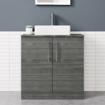 Delphi Nordic Anthracite 800mm 2-Door Floor Standing Countertop Vanity Unit | Product Image