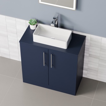 Delphi Nordic Midnight Blue 800mm 2-Door Floor Standing Countertop Vanity Unit | Product Image