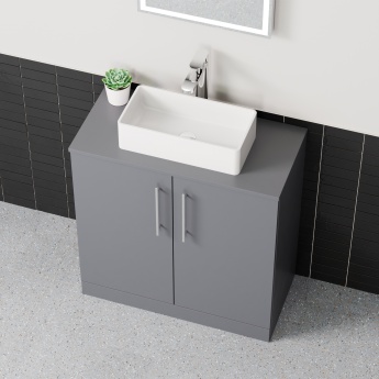 Delphi Nordic Grey 800mm 2-Door Floor Standing Countertop Vanity Unit | Product Image